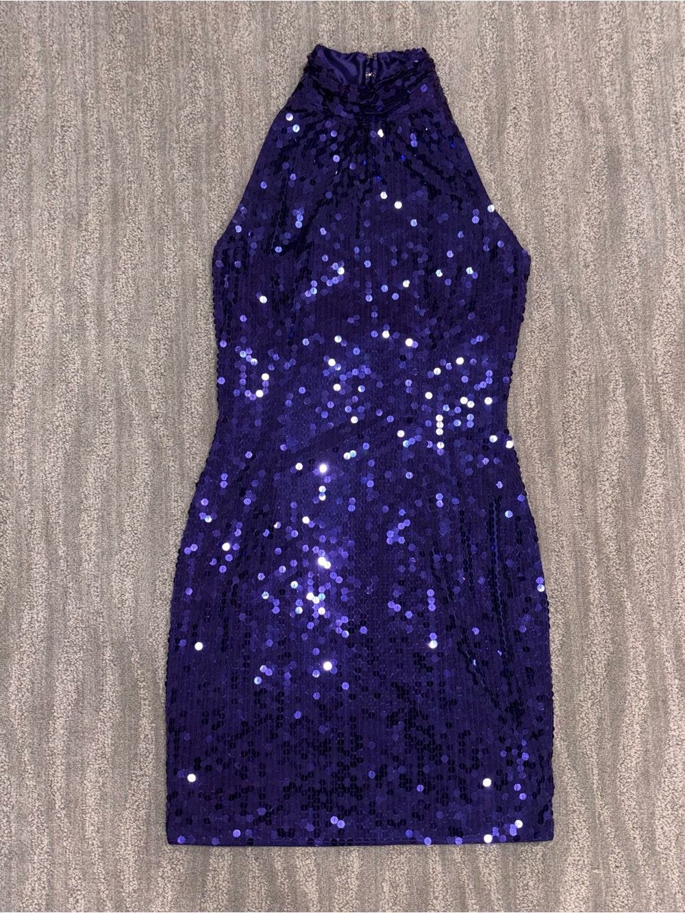 VTG Niteline By Della Roufogali Purple Sequin Mini Dress Y2K Glam Women’s Sz 8